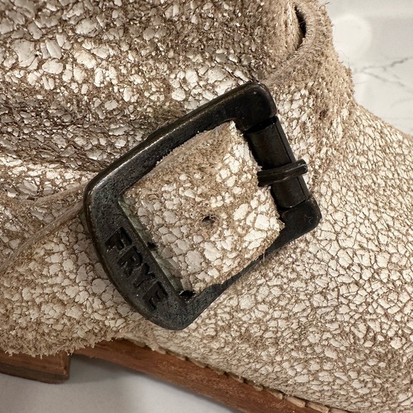 Vintage Frye Veronica Shortie White Crackle Slouch Boot - Picture 12 of 16